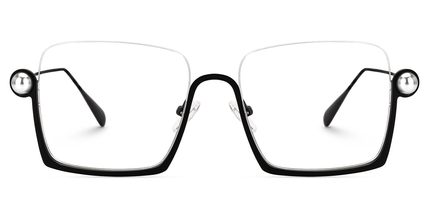 Fenella - Square Black Eyeglasses | Vooglam Angle View