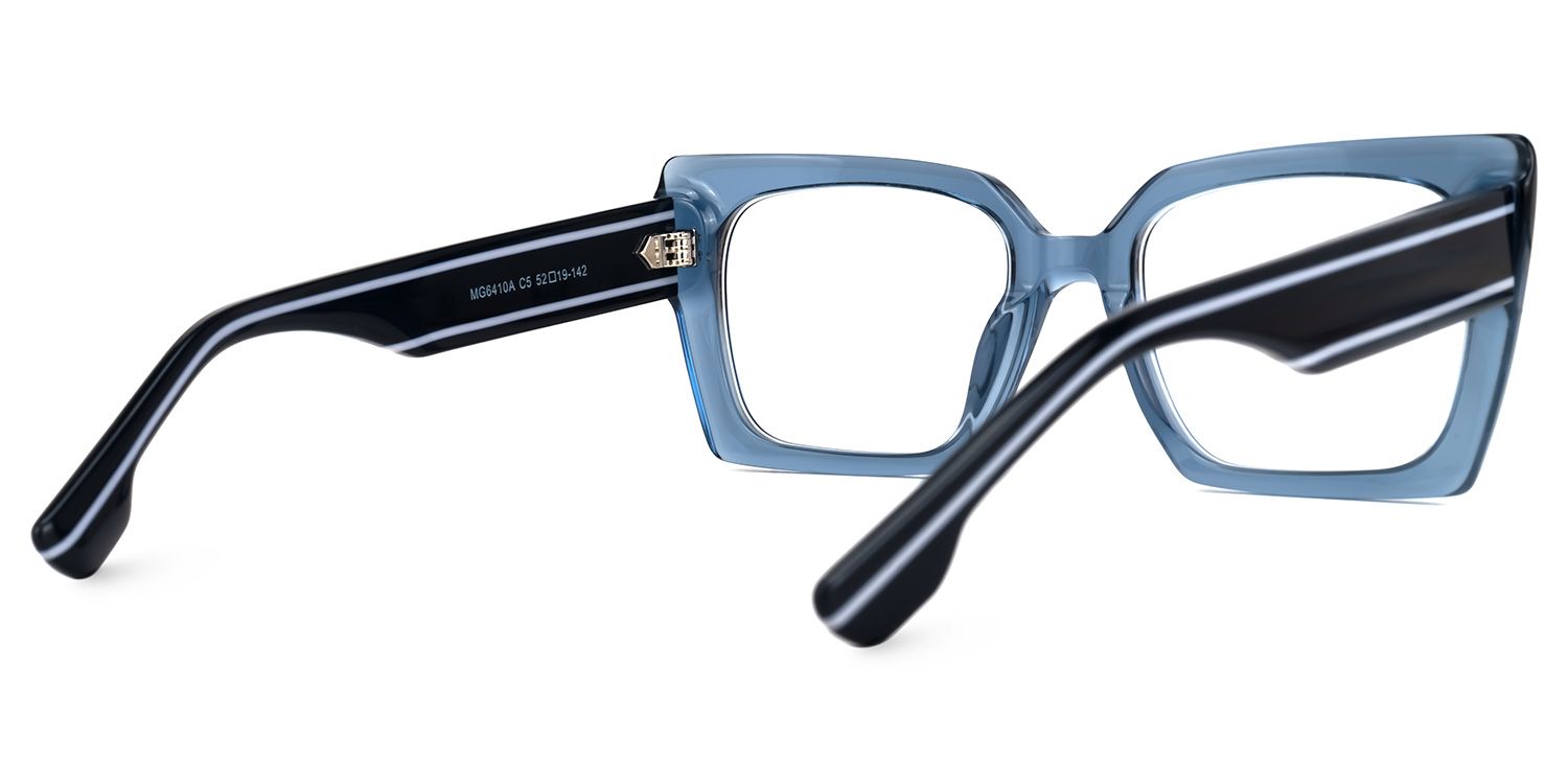 Denicia - Rectangle Blue Eyeglasses | Vooglam Side View