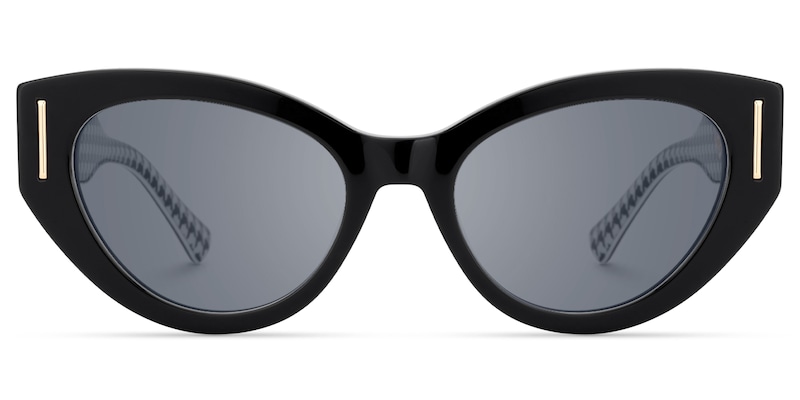 Sadah - Retro Black Cat-Eye Sunglasses Houndstooth Arms