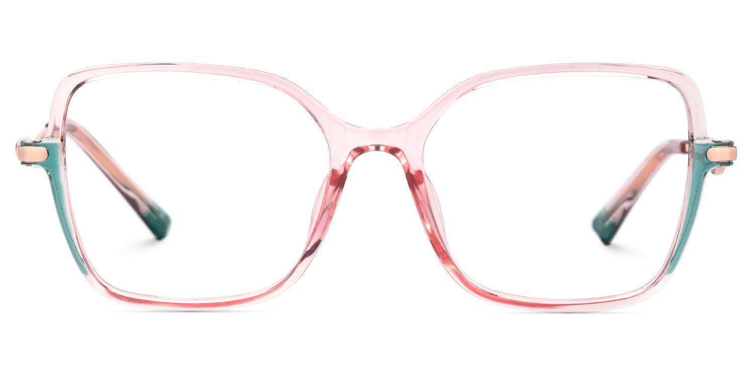Decima - Square Pink Eyeglasses | Vooglam Angle View