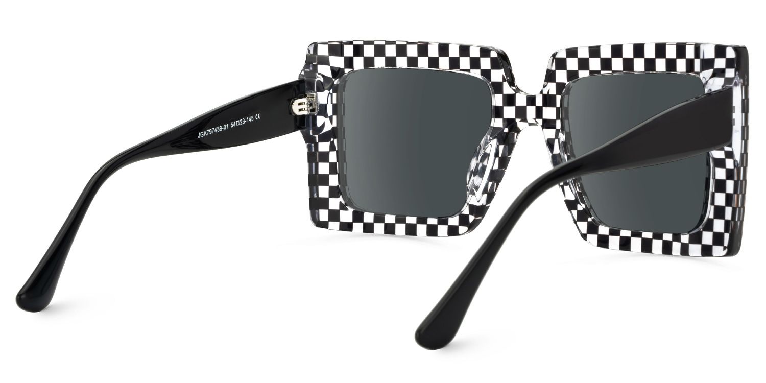 Ferial - Square Black/Crystal Sunglasses | Vooglam Side View
