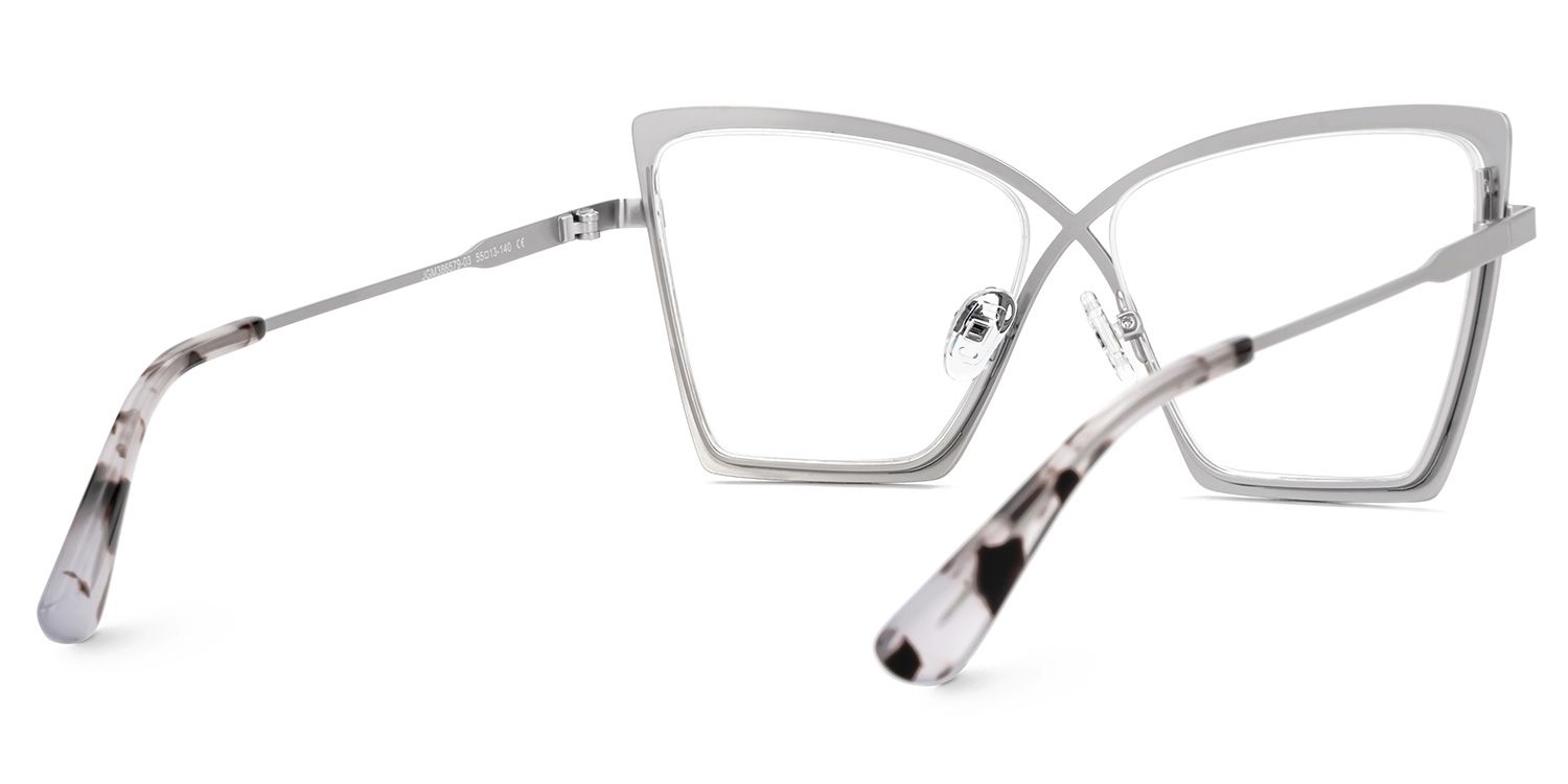 Felicja - Butterfly Silver Eyeglasses by Vooglam - Side View