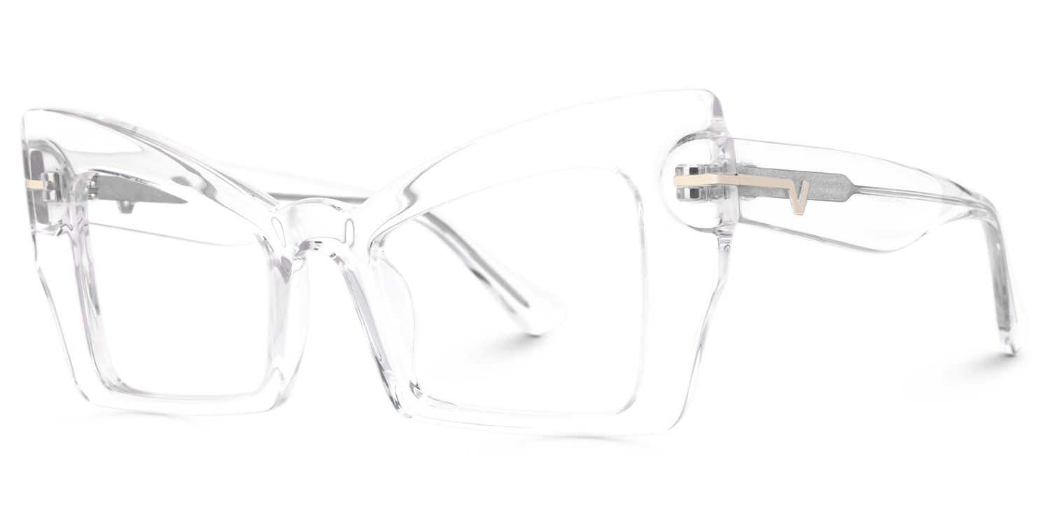 Faizah - Cat Eye Crystal Eyeglasses | Vooglam Front View