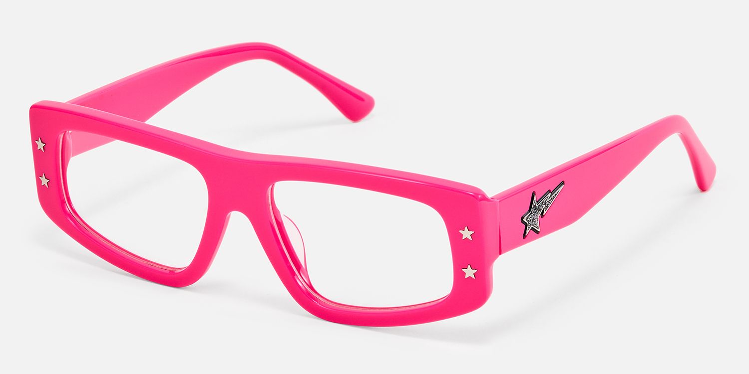 Maeva - Rectangle Pink Eyeglasses | Vooglam Front View