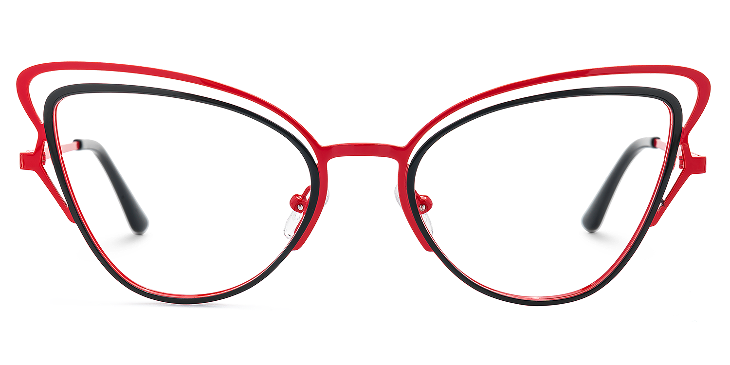 Elki - Cat Eye Red Eyeglasses | Vooglam Angle View