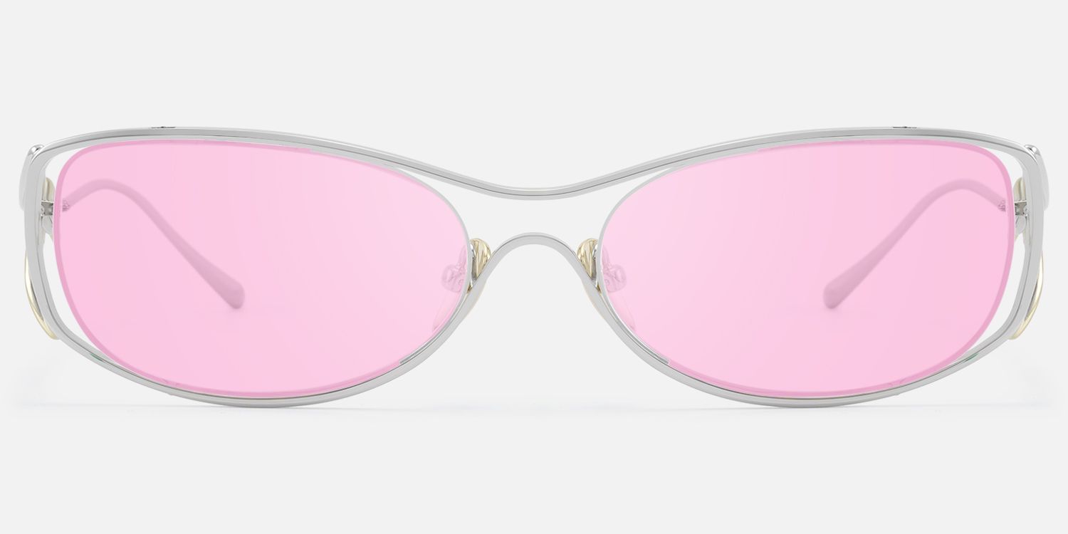 Okinawa - Double Wire Temple & Pink Tint Shades | Vooglam Angle View