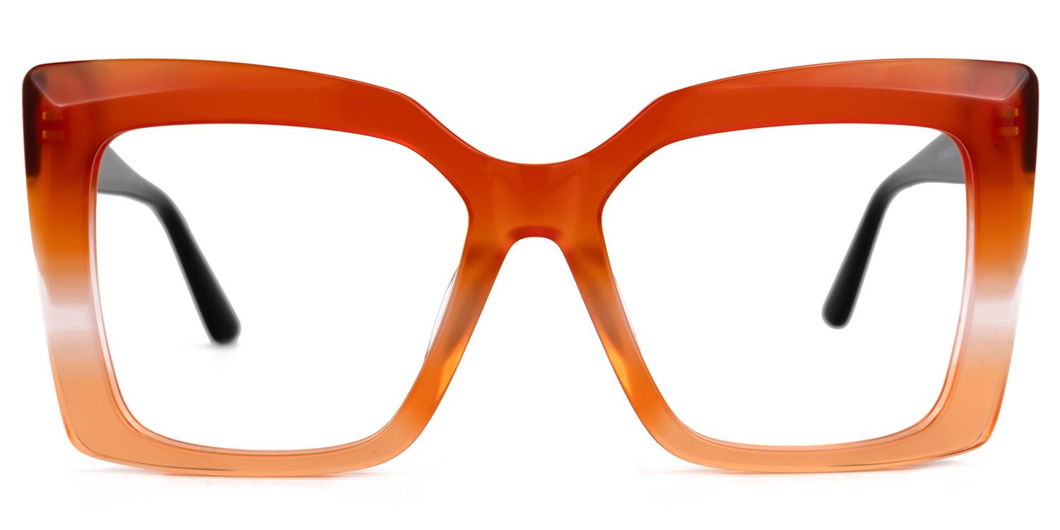 Eire - Square Orange Eyeglasses | Vooglam Angle View