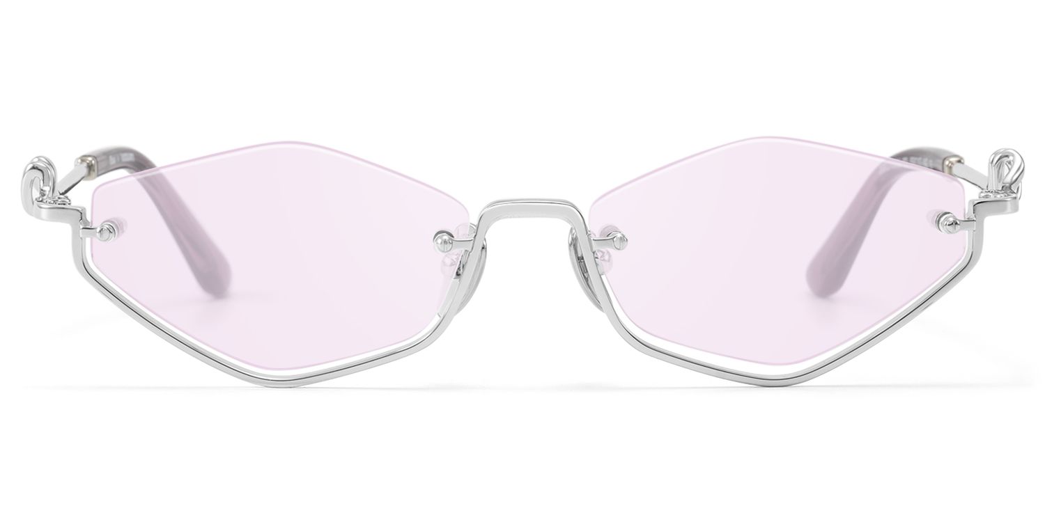 Frame Size of Niseko - Silver Octagon Light Tint Half Rim Shades | Vooglam