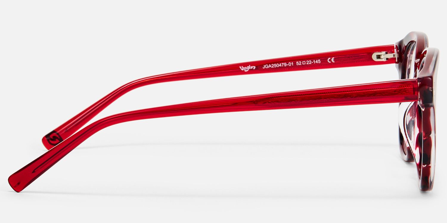 Laksha - Round Red Eyeglasses | Vooglam Side View