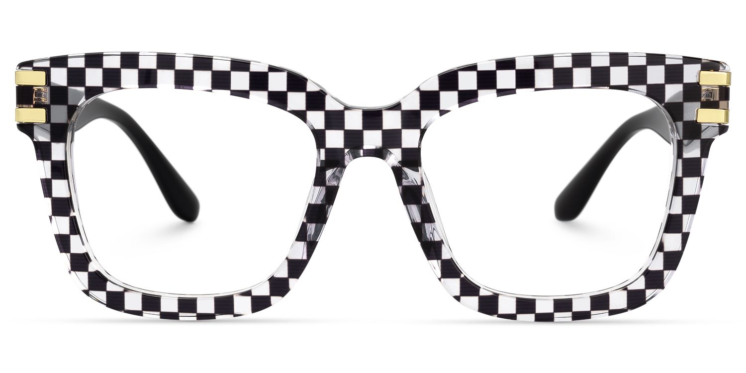 Anjelica - Distinctive Square Patterned Glasses by Vooglam - Angle View