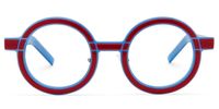 Rooney - Round Red/Blue Eyeglasses | Vooglam Angle View