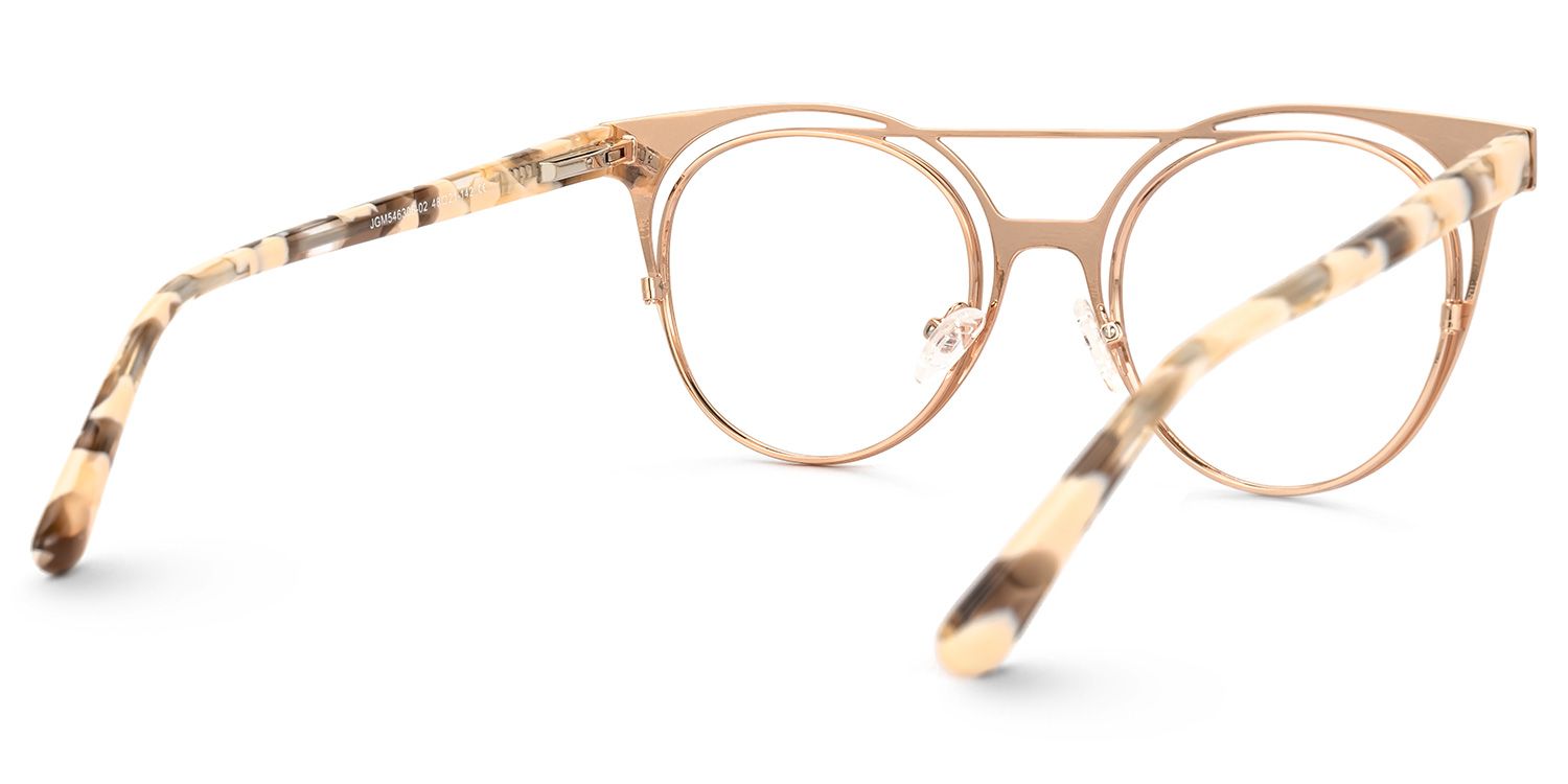 Afrodille - Round Rose/Gold Eyeglasses | Vooglam Side View