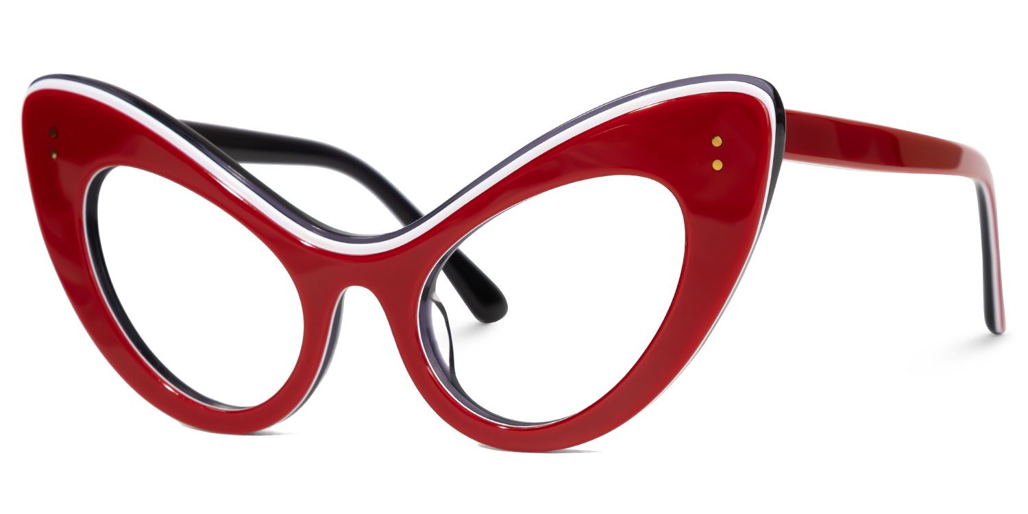 Danesha - Cat Eye Red Eyeglasses | Vooglam Front View