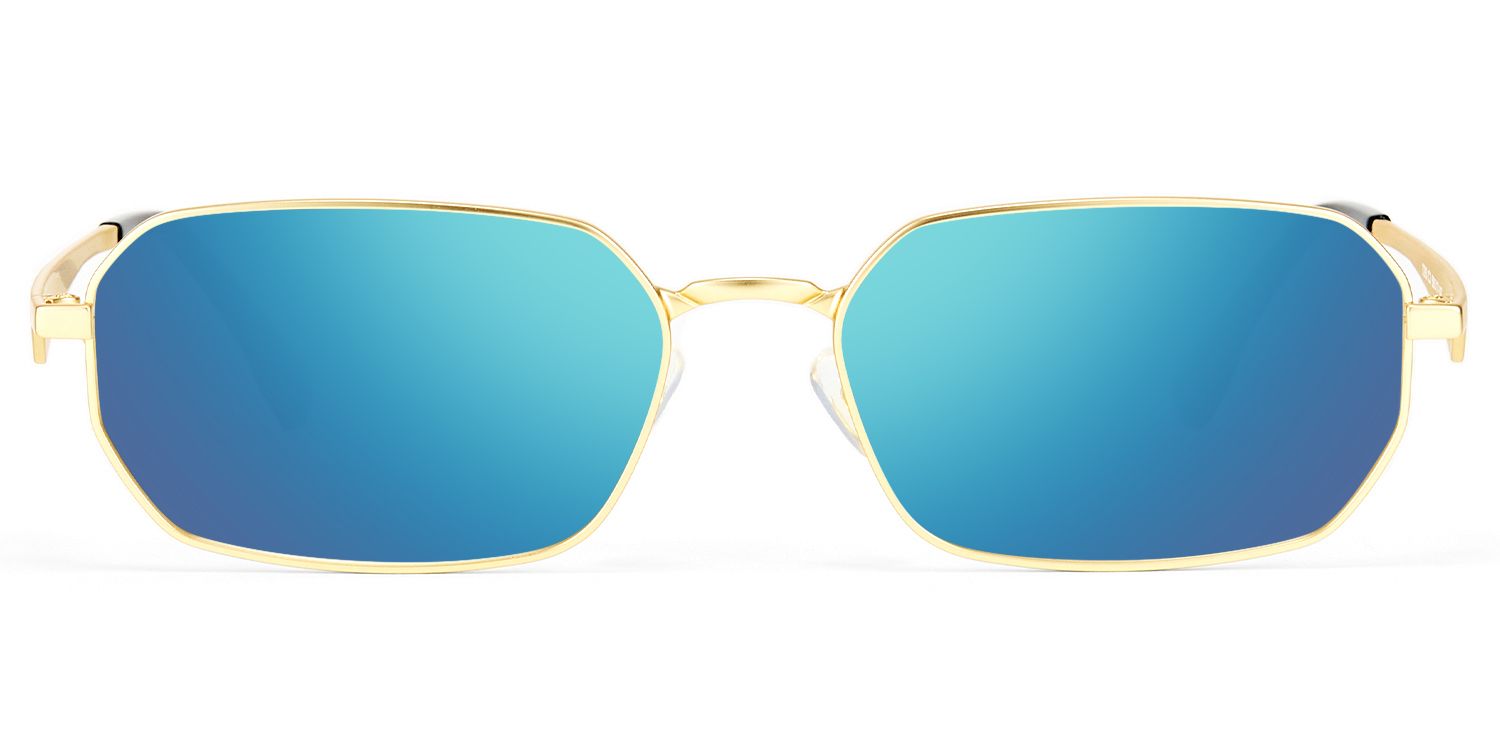 Frame Size of Aether - Geometric Gold Sunglasses | Vooglam