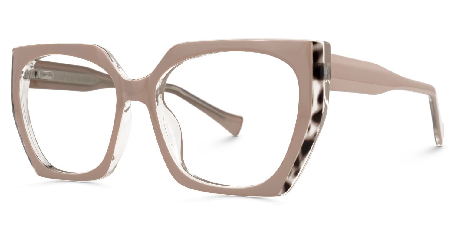 Edge - Geometric Brown Eyeglasses | Vooglam Front View