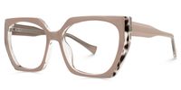 Edge - Geometric Brown Eyeglasses | Vooglam Front View