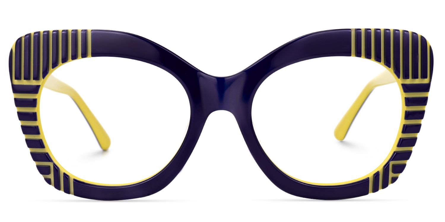 Inari - Cat Eye Blue/Yellow Eyeglasses | Vooglam Angle View