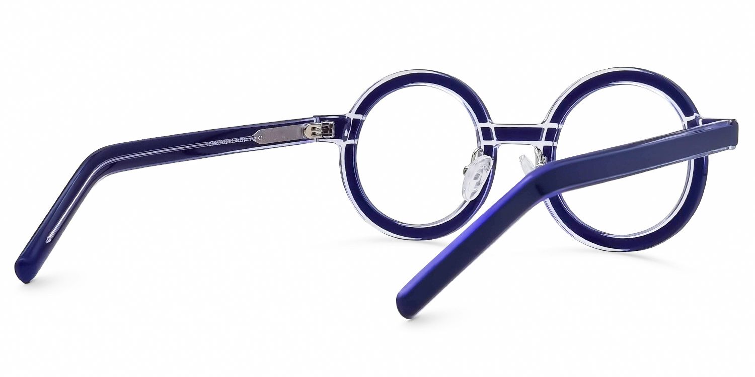 Rooney - Round Blue/Crystal Eyeglasses | Vooglam Side View