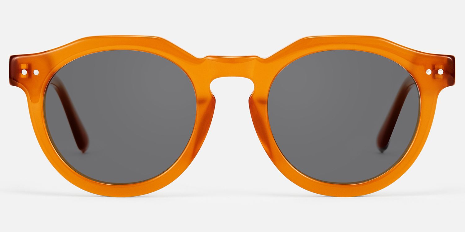Aubrey - Geometric Brown Sunglasses | Vooglam Angle View