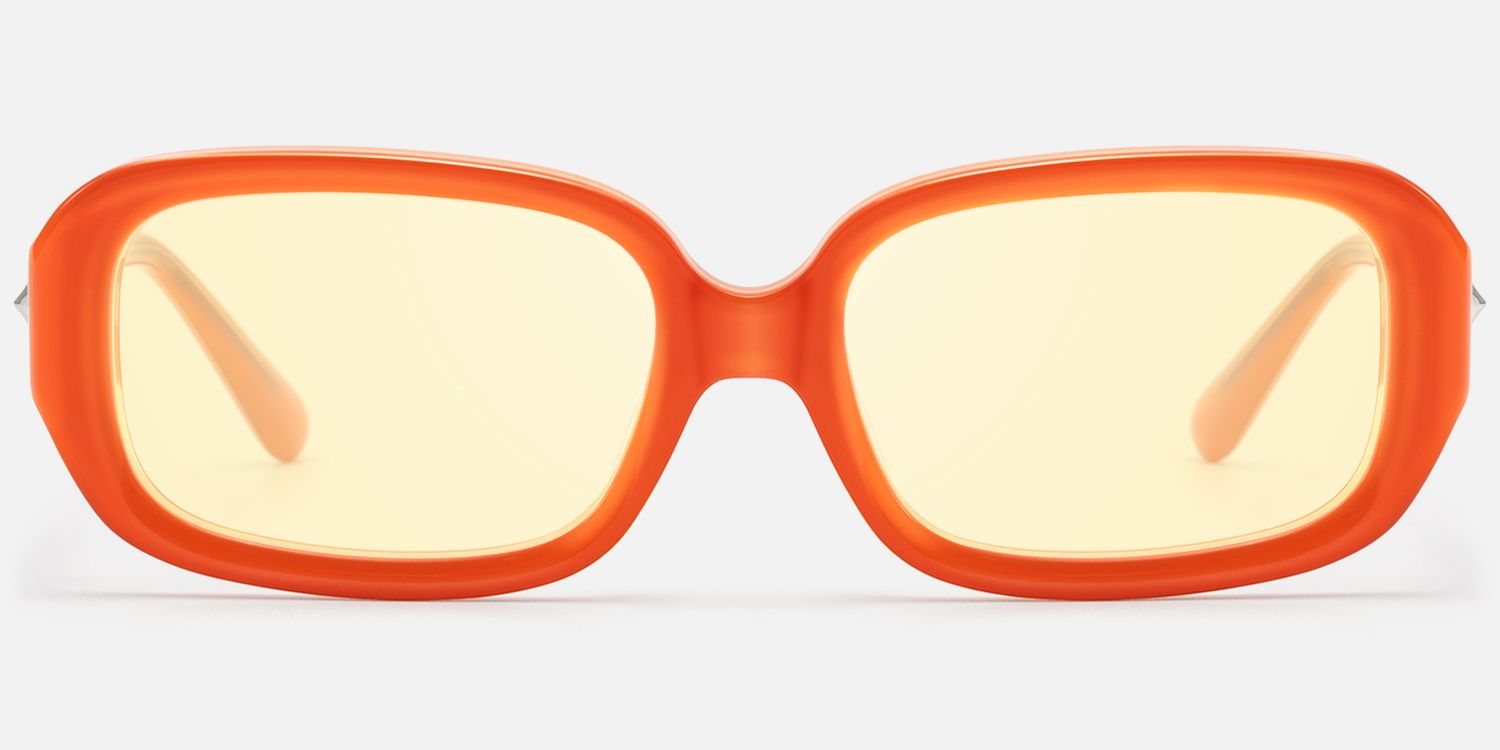 Prism - Bright Orange Yellow Tint Rectangle Shades by Vooglam - Angle View