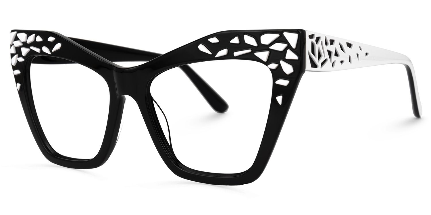 Roxie - Cat Eye Black Eyeglasses | Vooglam Front View
