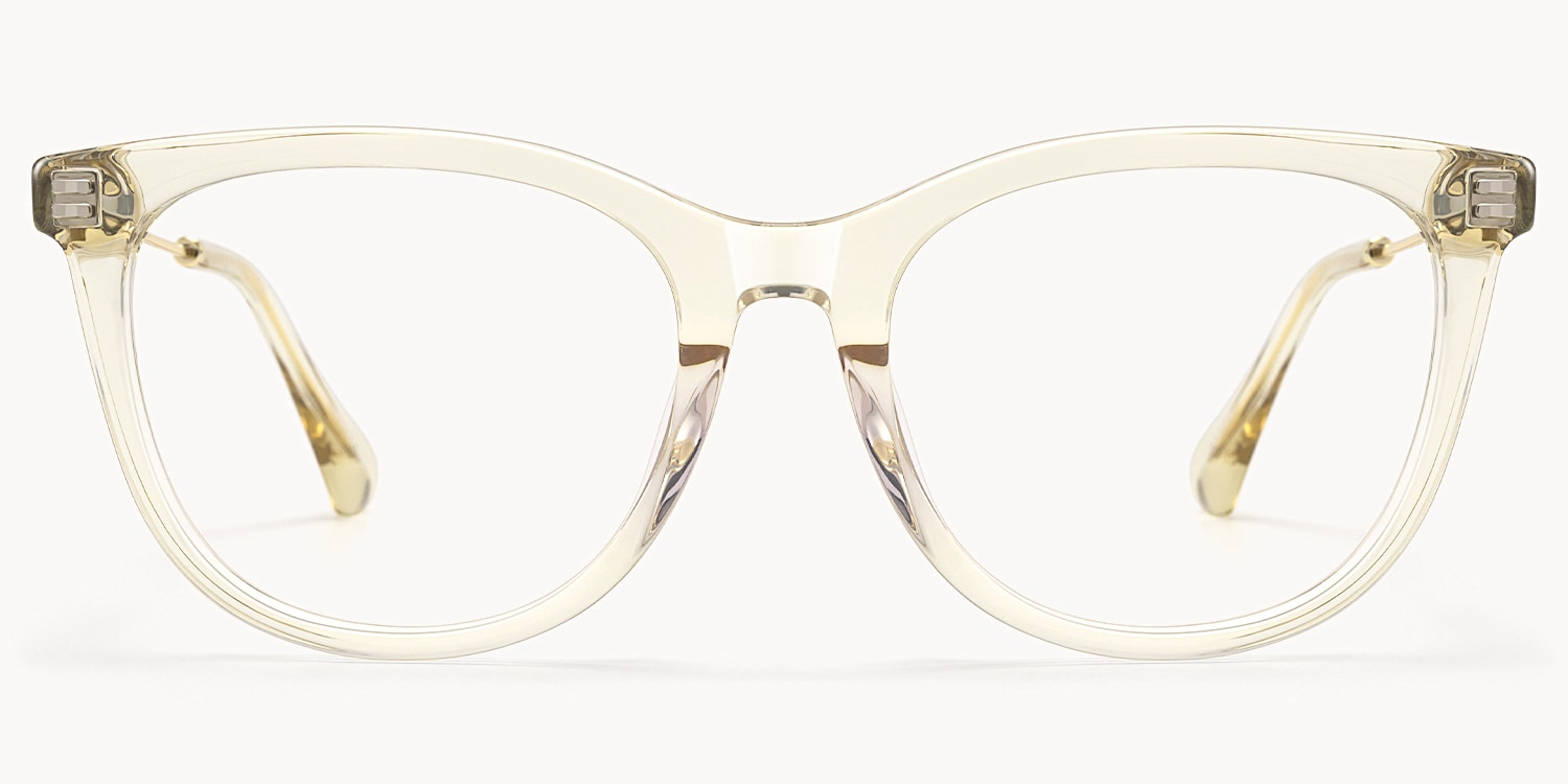 Bask - Square Yellow Eyeglasses - 1