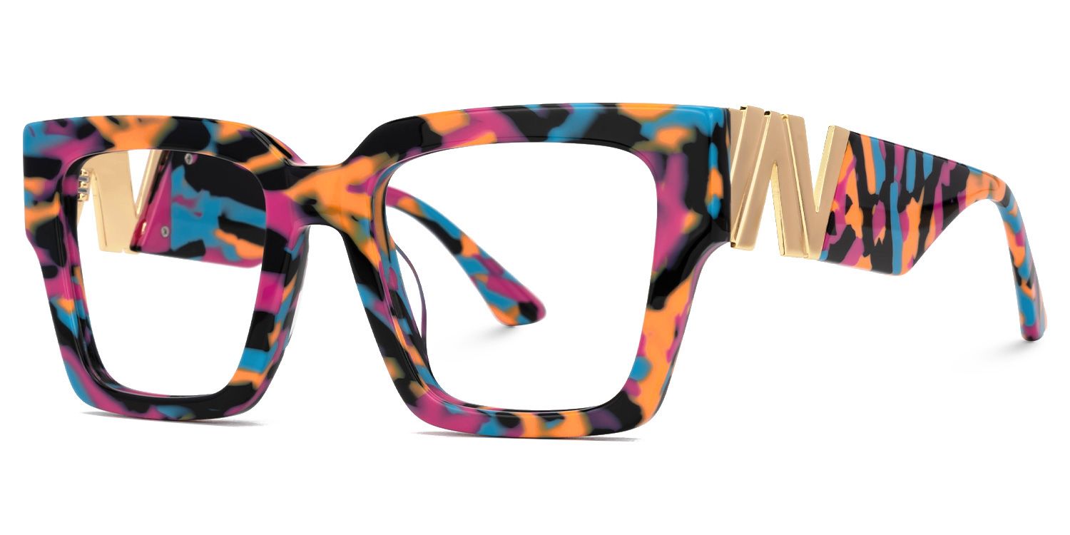 Felician - Square Multicolor Eyeglasses | Vooglam Front View