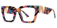 Felician - Square Multicolor Eyeglasses | Vooglam Front View