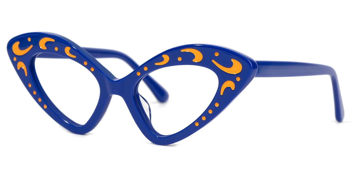 Keyshawn - Cat Eye Blue Eyeglasses by Vooglam - Front View