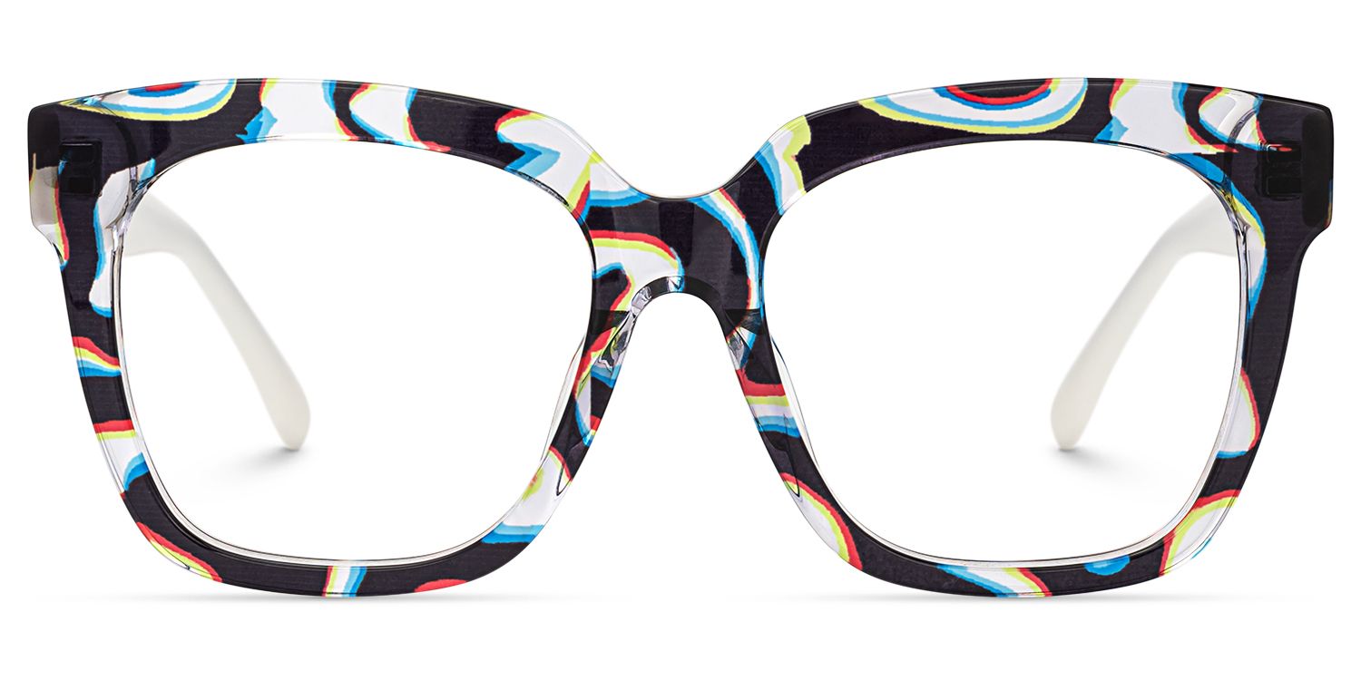 Martha - Square Multicolor Eyeglasses | Vooglam Angle View