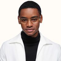 Cypher - Rectangle Gold Eyeglasses | Vooglam On Model 2