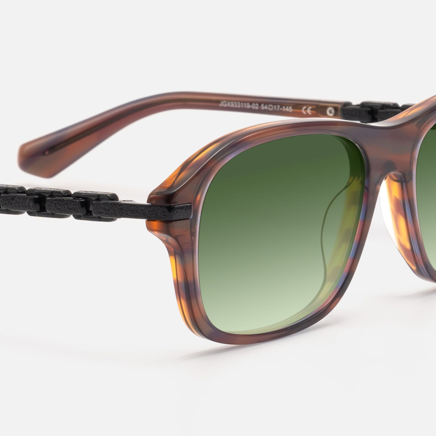 Albini - Red Brown Horn Green Tint Sunglasses | Vooglam Design Details