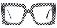 Ferial - Square Black & Crystal Checkered Glasses | Vooglam Angle View
