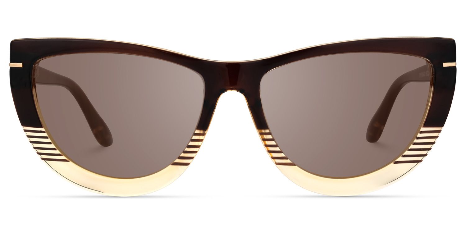 Rhea - Butterfly Brown Sunglasses by Vooglam - Angle View