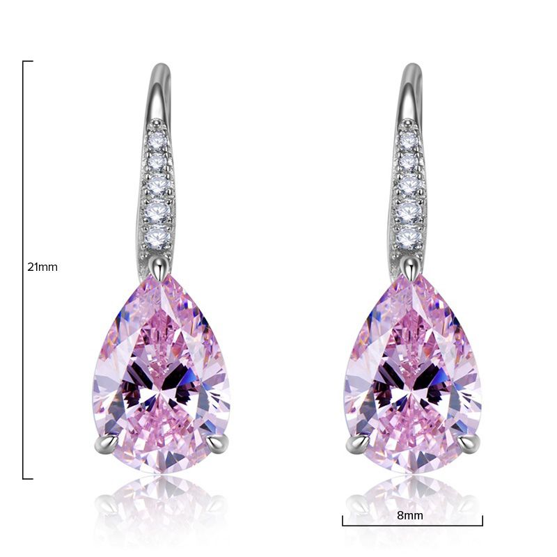 Beautiful Fancy Pink Waterdrop Pierced Earrings by Vooglam - Angle View