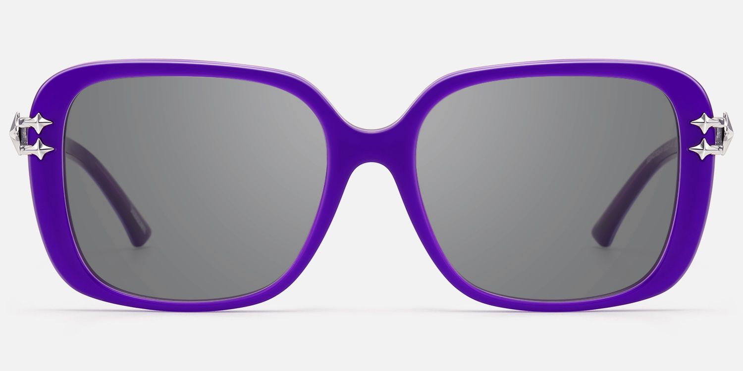 Nova - Blue Violet Gray Tint Double Wire Sunnies by Vooglam - Angle View