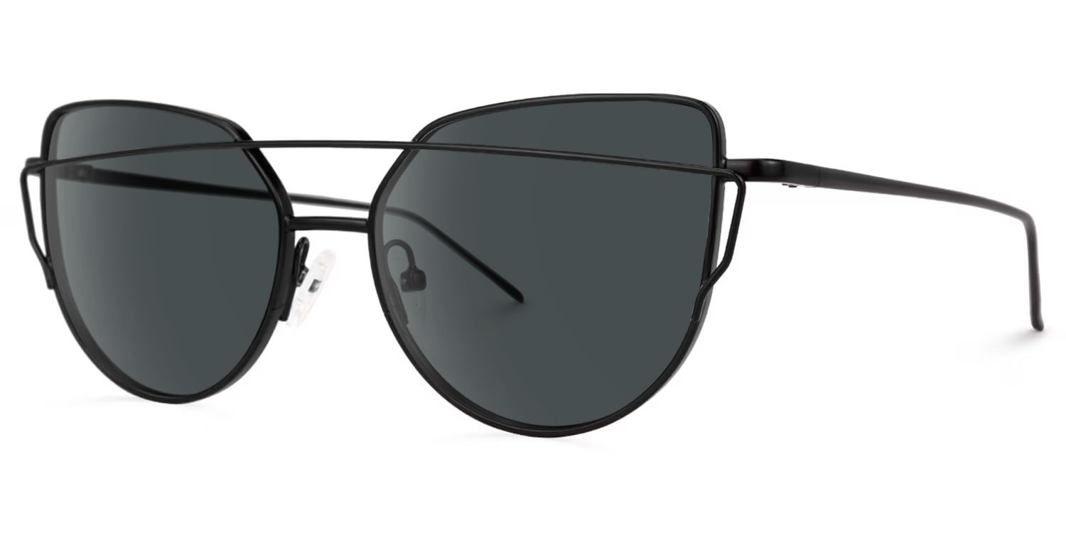 Selina - Aviator Black Sunglasses | Vooglam Front View
