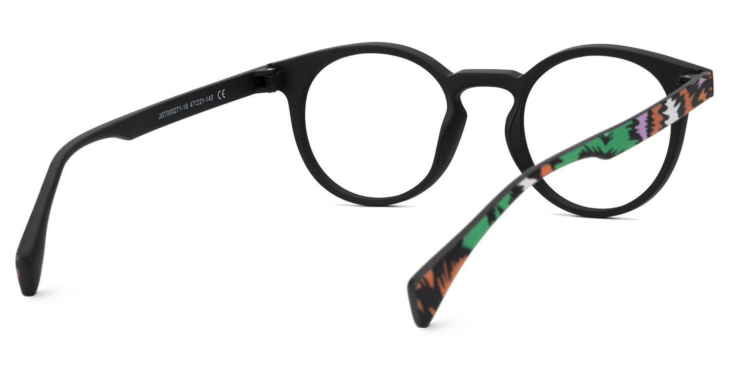 Minnie - Funky Artsy Multicolored Oval Eyeglasses - Side View