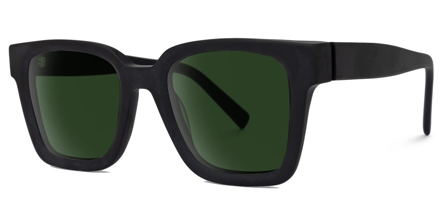 Dawes - Rectangle Black Sunglasses | Vooglam Front View