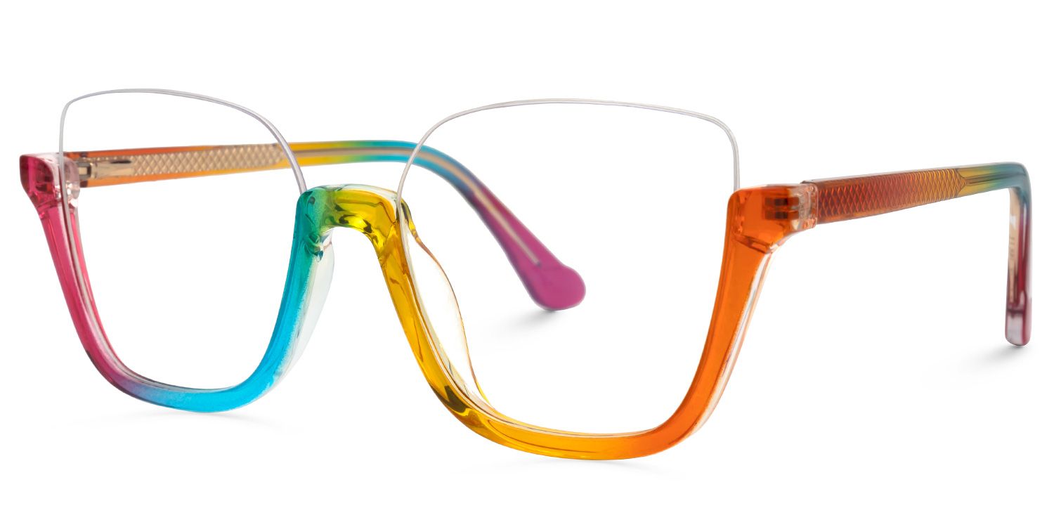Fariha - Square Multicolor Eyeglasses by Vooglam - Front View