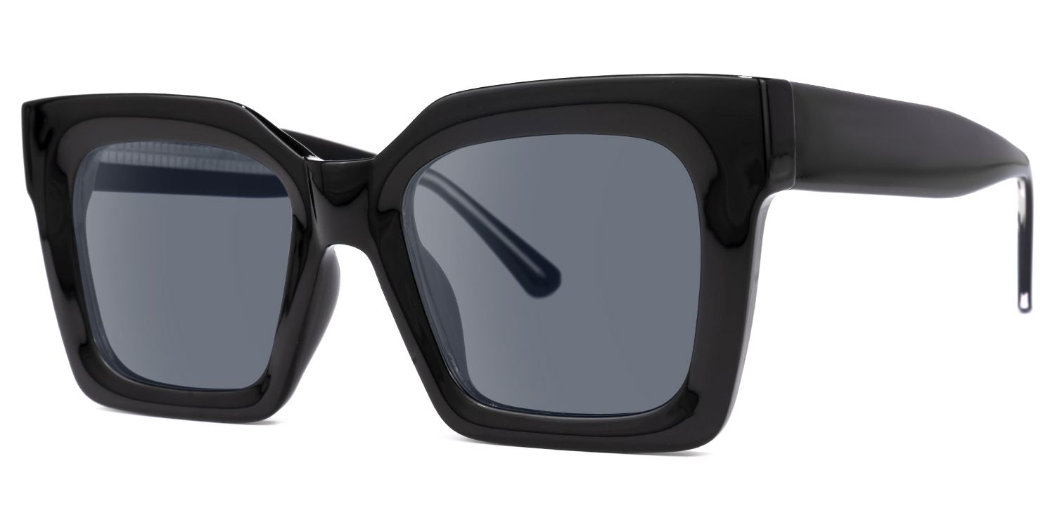 Pacheco - Rectangle Black Sunglasses | Vooglam Front View
