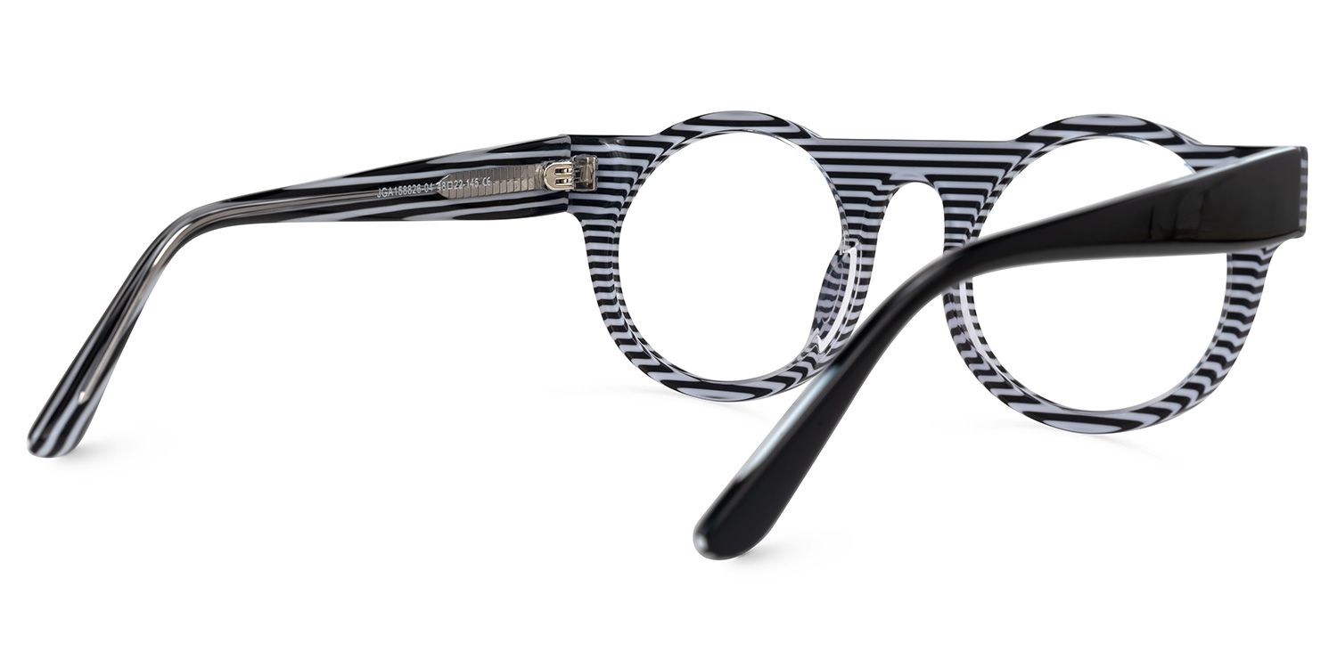 Egon - Round Black/White Eyeglasses | Vooglam Side View