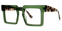 Elinoah - Square Green Eyeglasses | Vooglam Front View