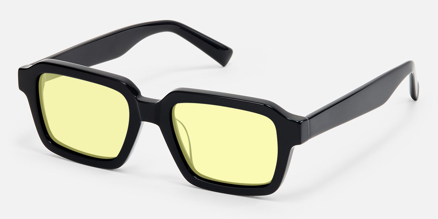 Jet - Rectangle Black Sunglasses | Vooglam Front View