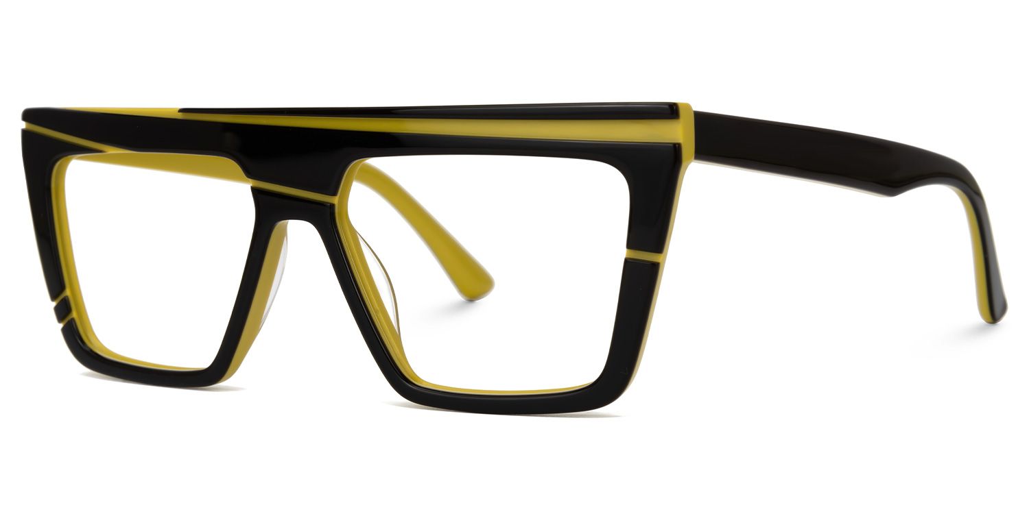 Daneil - Aviator Black/Yellow Eyeglasses | Vooglam Front View