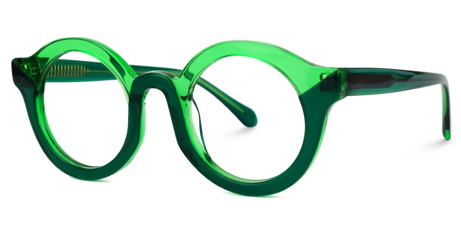 Fahima - Round Green Eyeglasses | Vooglam Front View