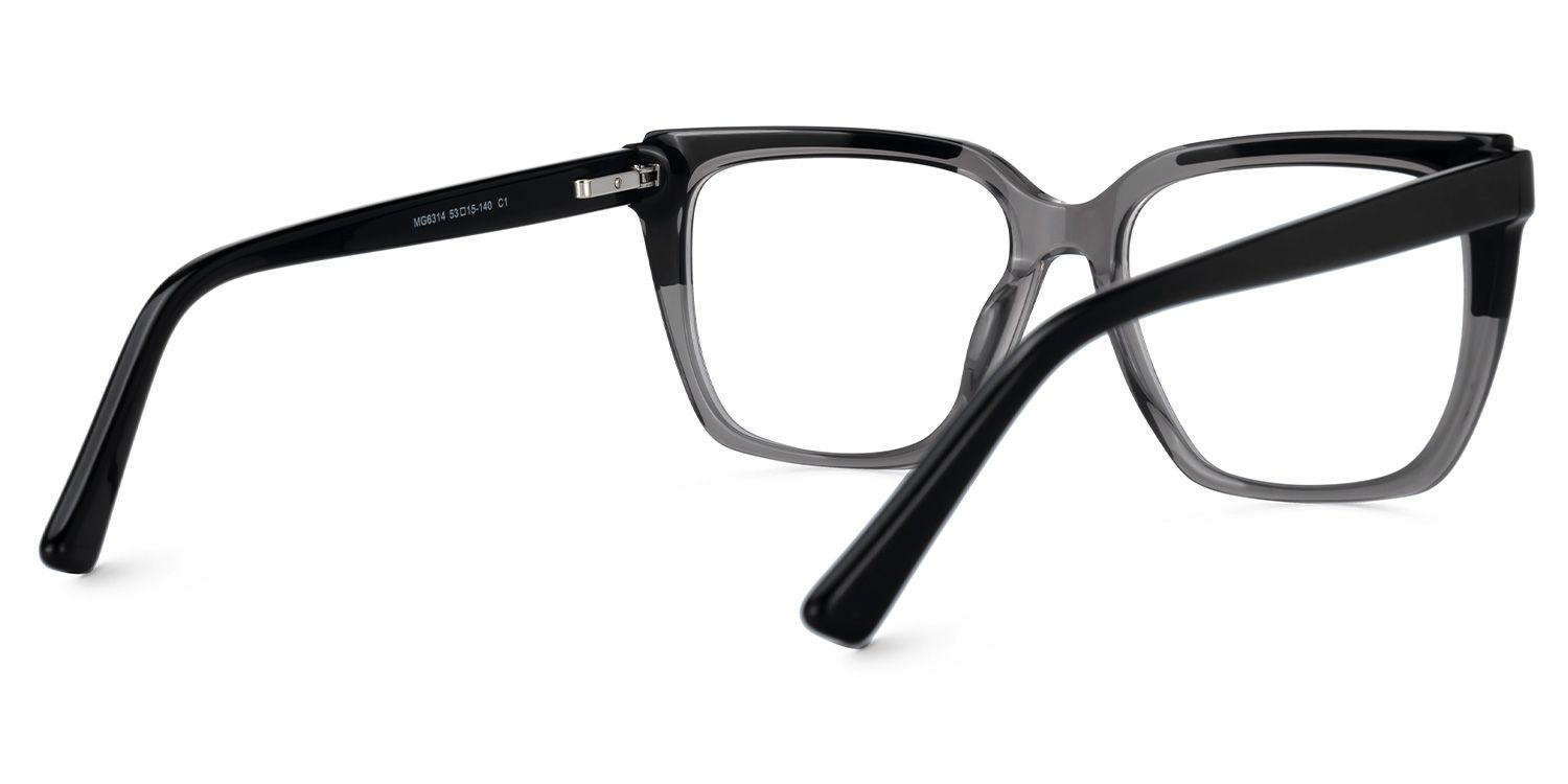 Elske - Rectangle Grey Eyeglasses | Vooglam Side View