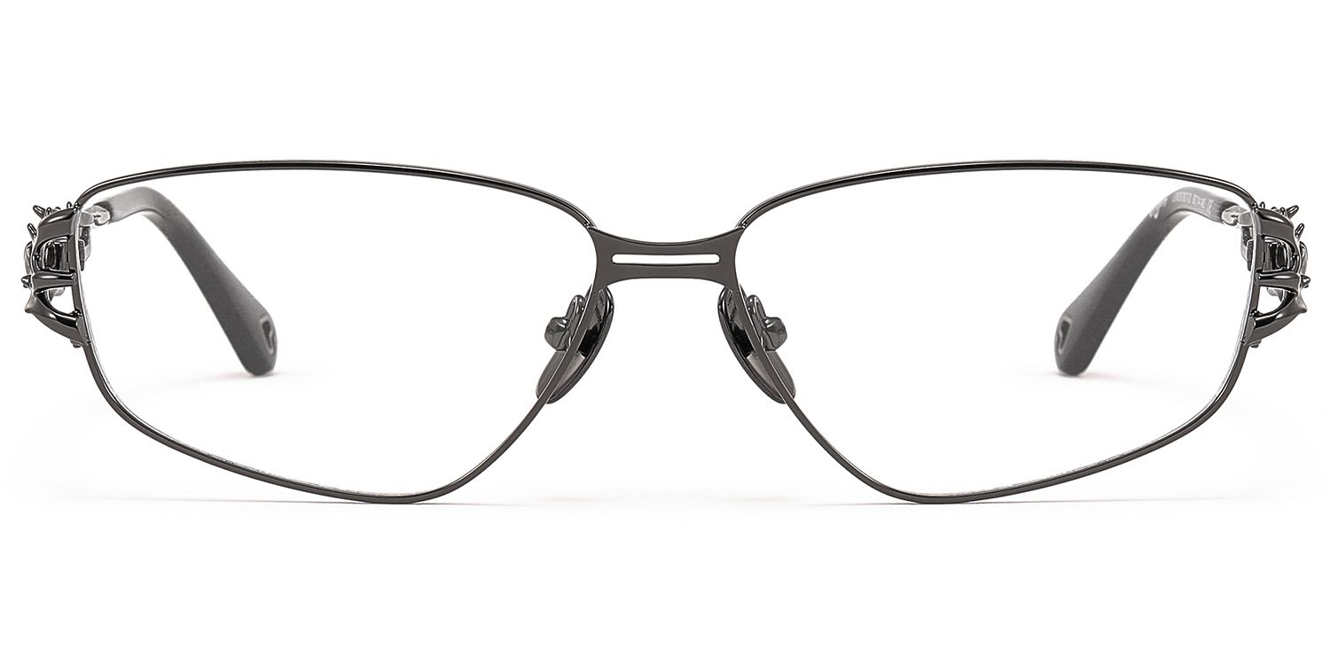 Spine - Geometric Metal Grey Eyeglasses | Vooglam Product Details 1