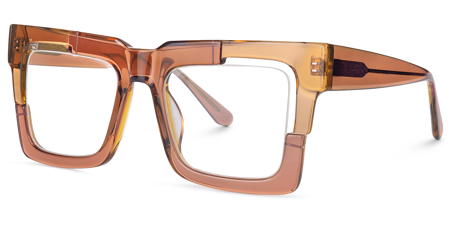 Eliora - Square Brown Eyeglasses | Vooglam Front View
