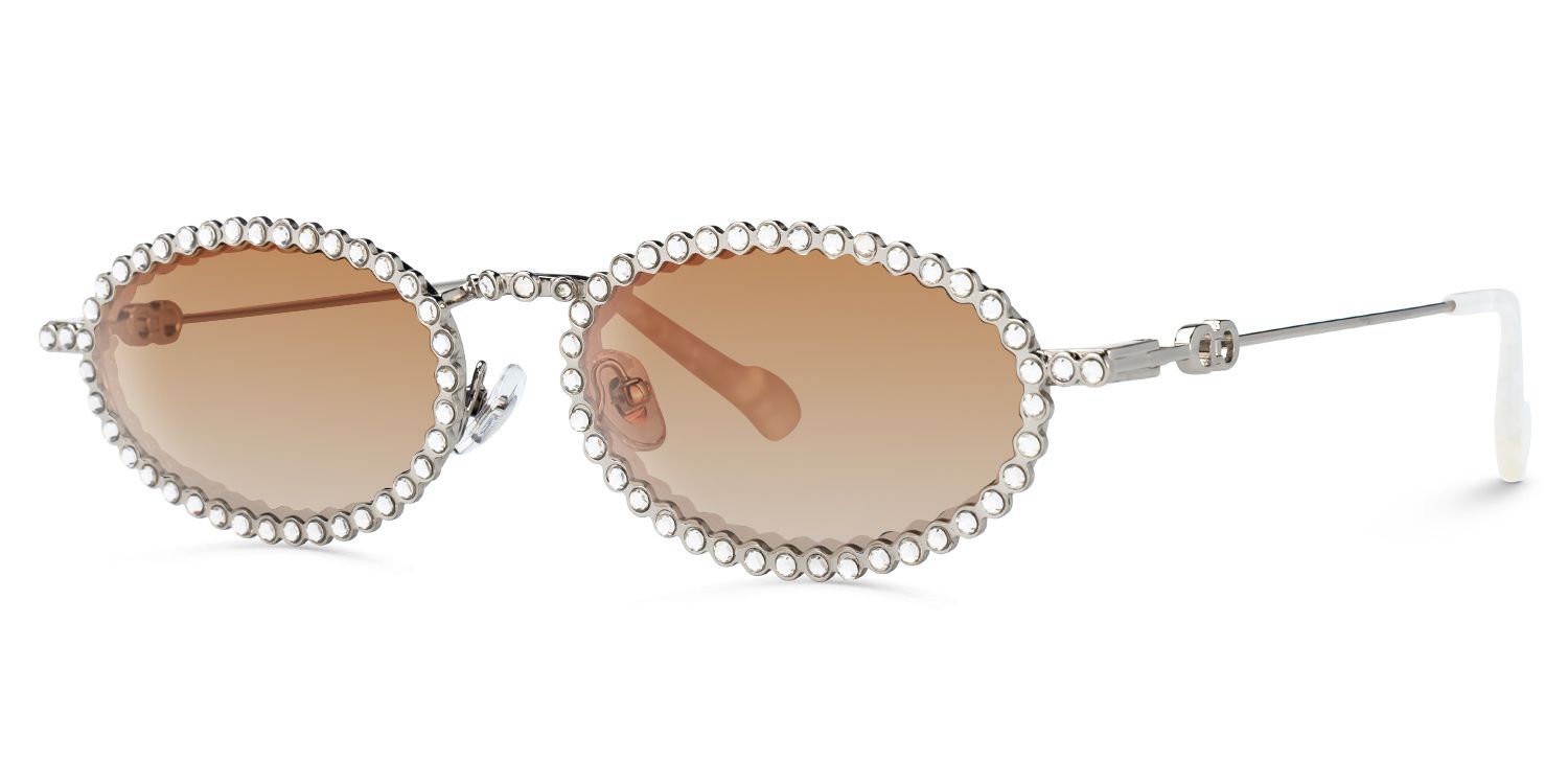 Eliada - Oval Brown Sunglasses | Vooglam Front View
